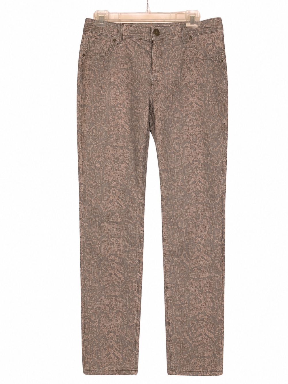INC Snake Print Skinny Pants Taupe Beige Stretch Denim Size 8P